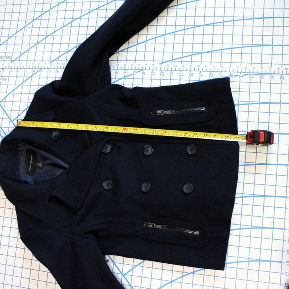 Banana Republic Factory Navy Blue Pea Coat, Petite Small - Picture 11 of 12